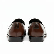 back-view - Men's Brown Leather Moccasins with Crocodile Embossing