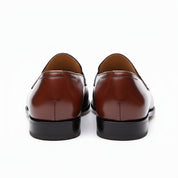 Men's Brown Leather Moccasins with Crocodile Texture - back-view