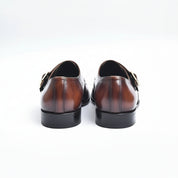 Men's Brown Leather Monk Shoes for Formal Events - back-view