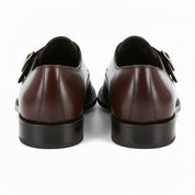 back-view - Men's Brown Leather Monk Shoes