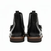 back-view - Men's Brown Leather Monk Strap Boots