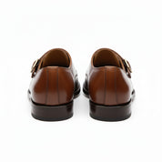 back-view - Men's Brown Leather Monk Strap Dress Shoes