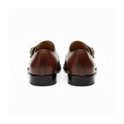 back-view - Men's Brown Leather Monk Strap Shoes