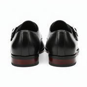 back-view - Men's Brown Leather Monk Strap Shoes