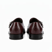 back-view - Men's Brown Leather Monk Strap Shoes