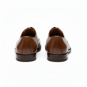 back-view - Men's Brown Leather Oxford Dress Shoes with Lace-Up
