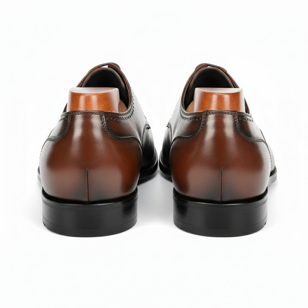 back-view - Men's Brown Leather Oxford Dress Shoes