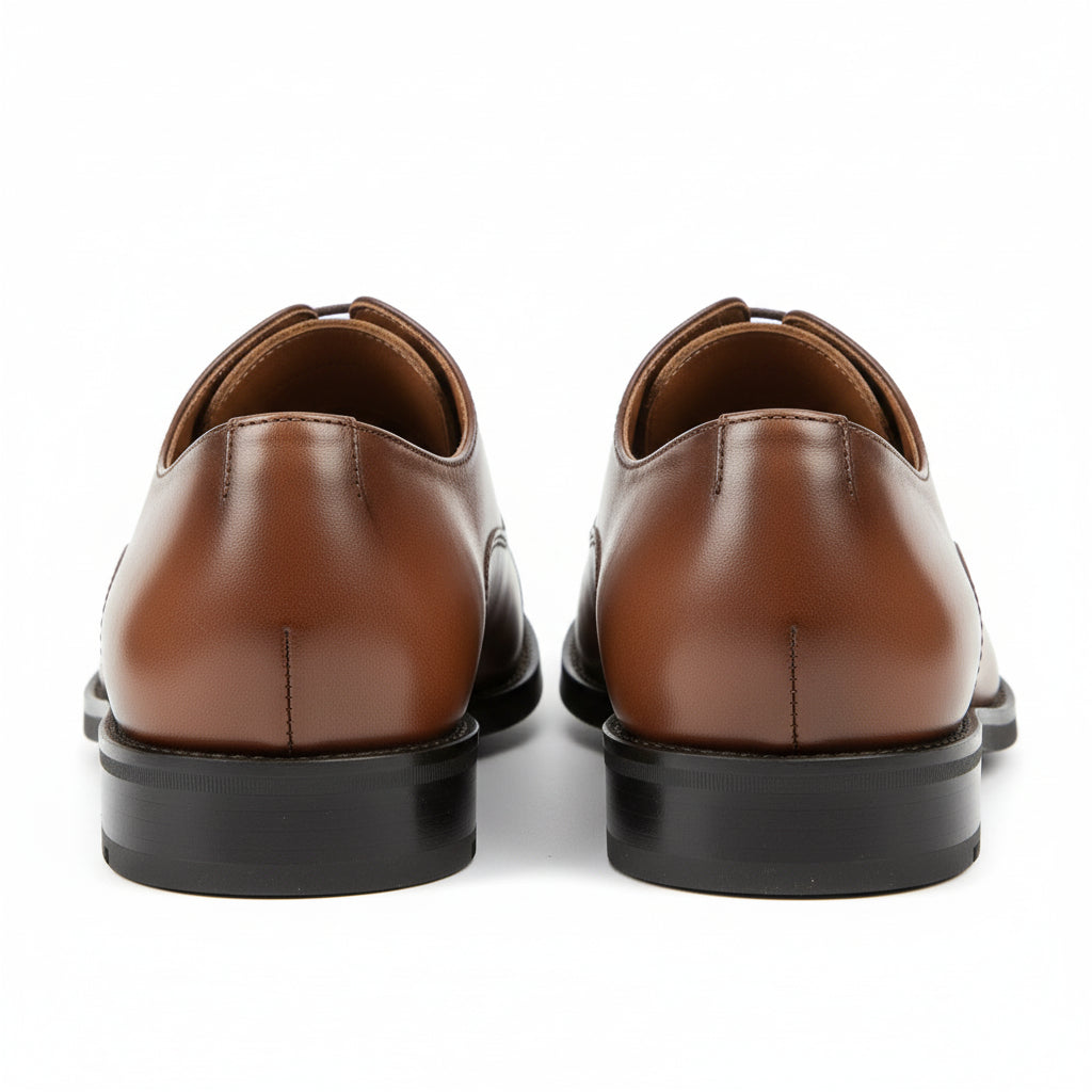 back-view - Men's Brown Leather Oxford Dress Shoes