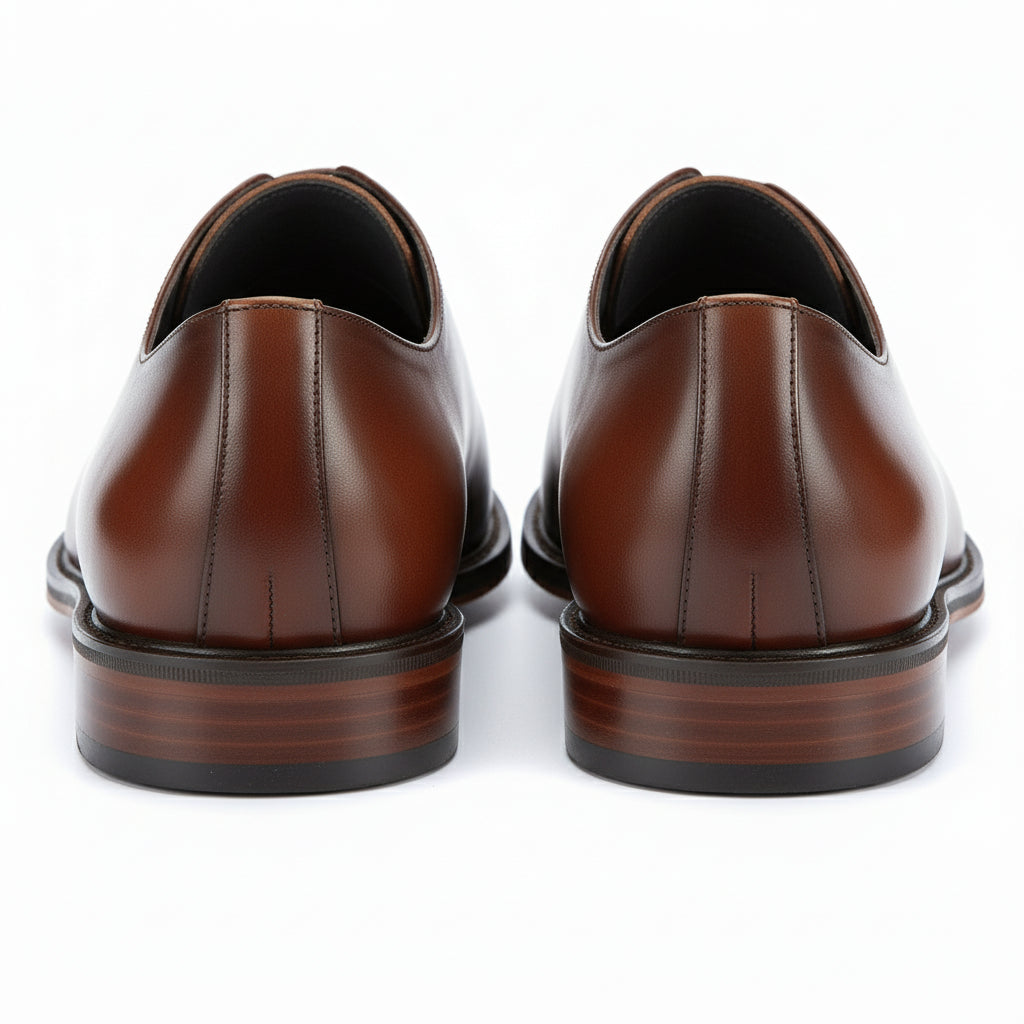 back-view - Men's Brown Leather Oxford Dress Shoes