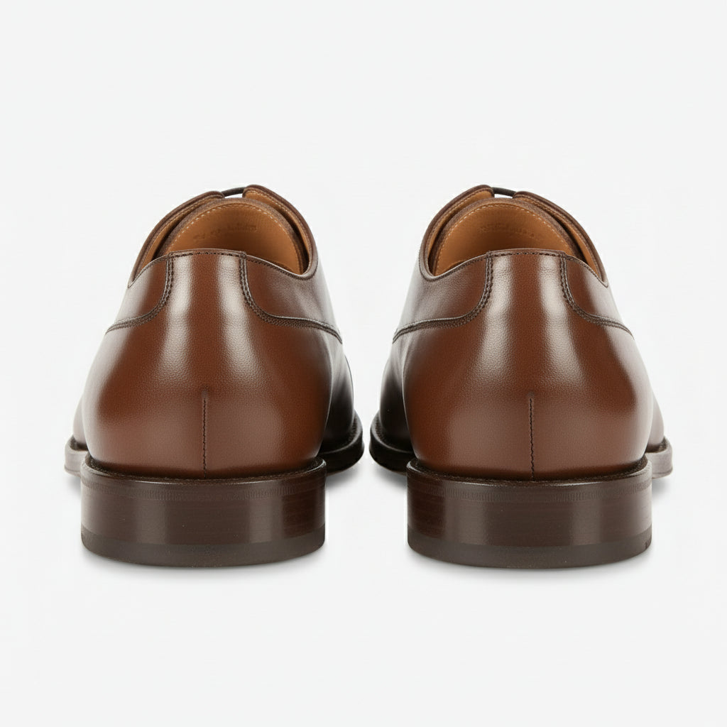 Men's Brown Leather Oxford Shoes - back-view