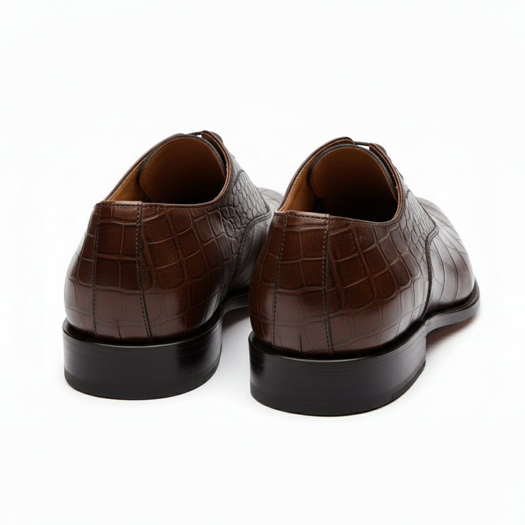 back-view - Men's Brown Leather Oxford Shoes