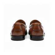 back-view - Men's Brown Leather Penny Loafer Shoes