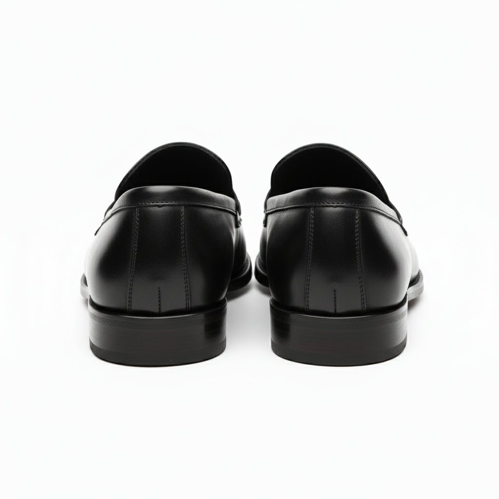 back-view - Men's Brown Leather Penny Loafer Shoes