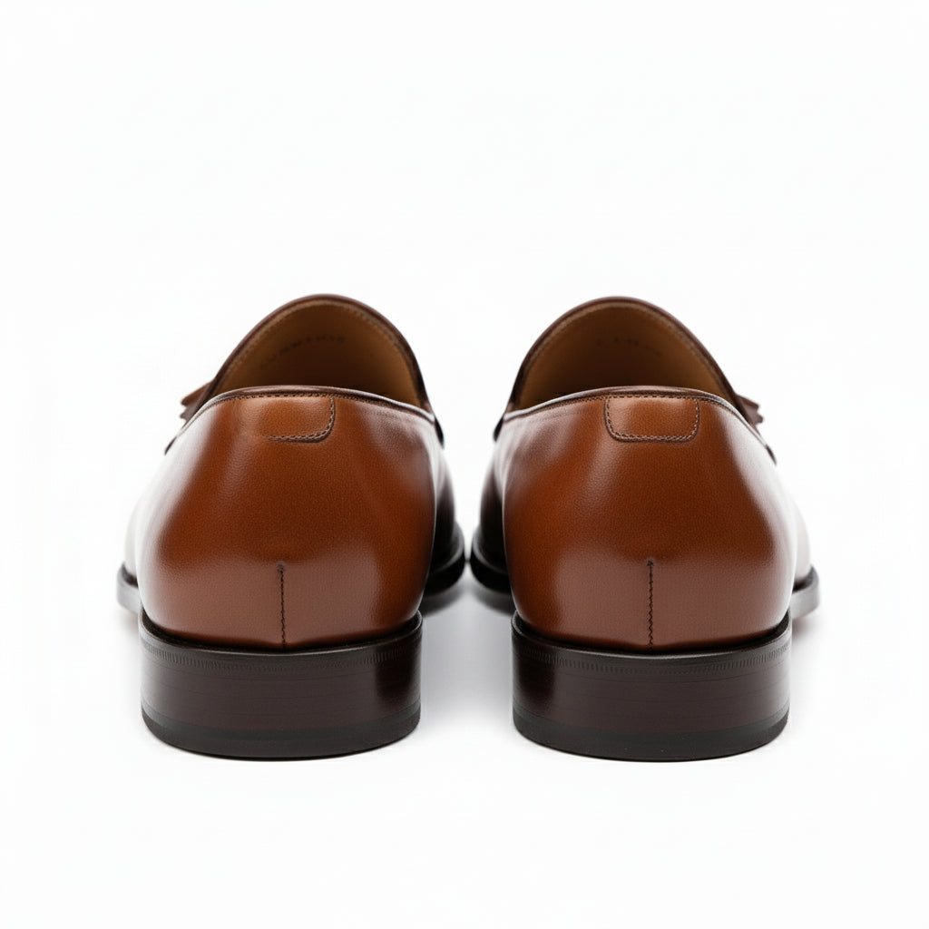 back-view - Men's Brown Leather Slip-On Formal Dress Shoes