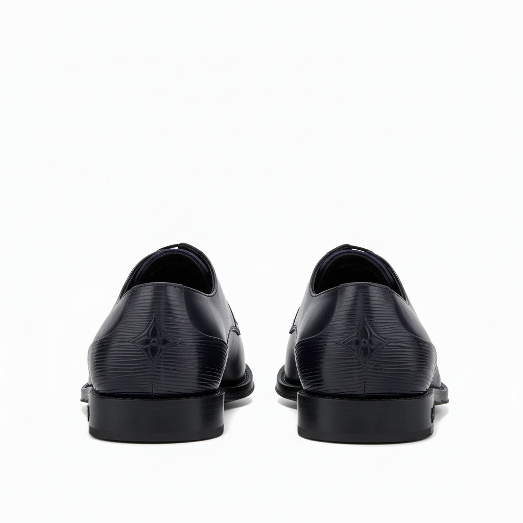 Men's Brown Leather Split Toe Lace Up Dress Shoes - back-view
