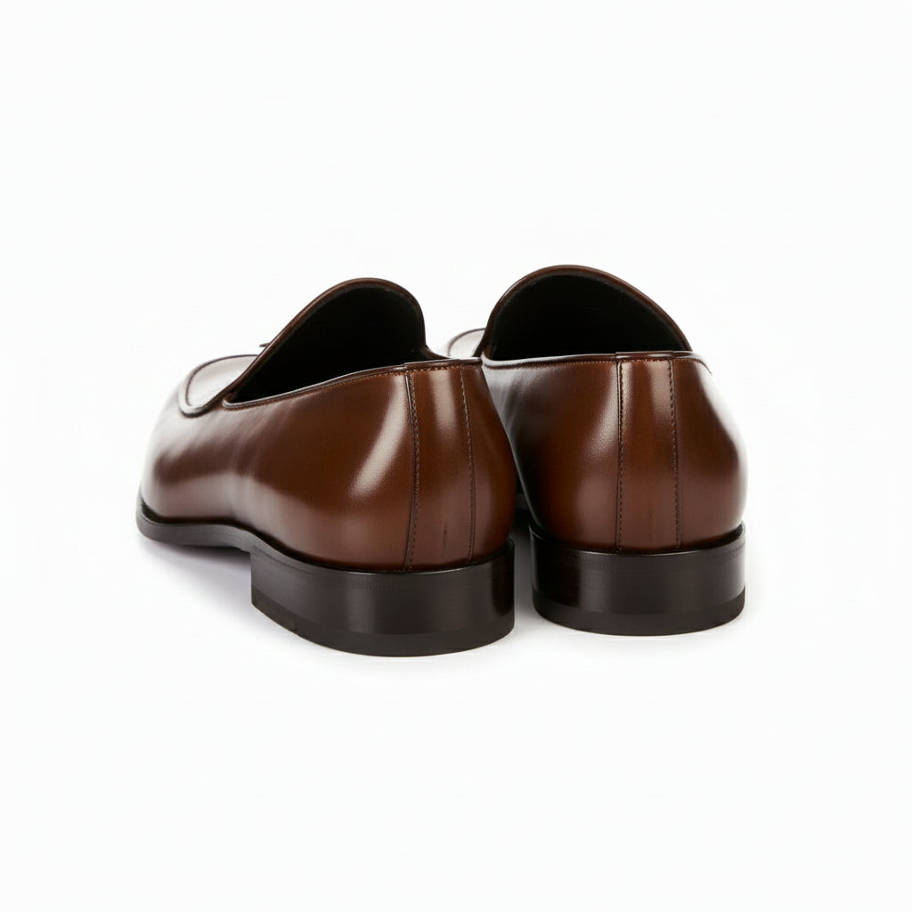 back-view - Men's Brown Leather Tassel Loafers
