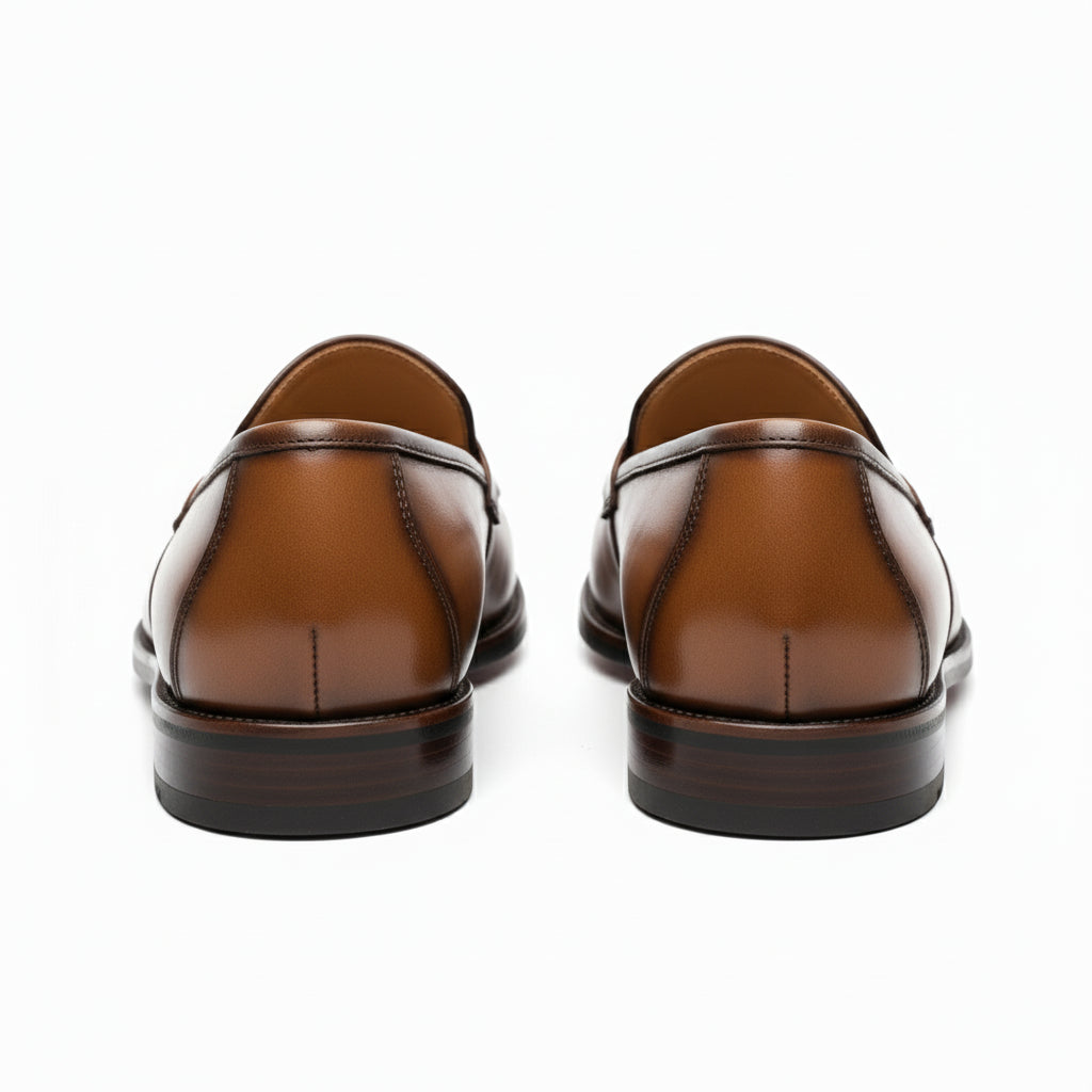 back-view - Men's Brown Leather Tassel Loafers