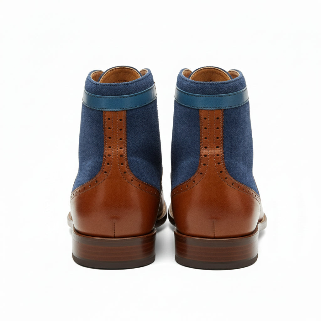 back-view - Men's Brown Leather Wingtip Brogue Ankle Boots