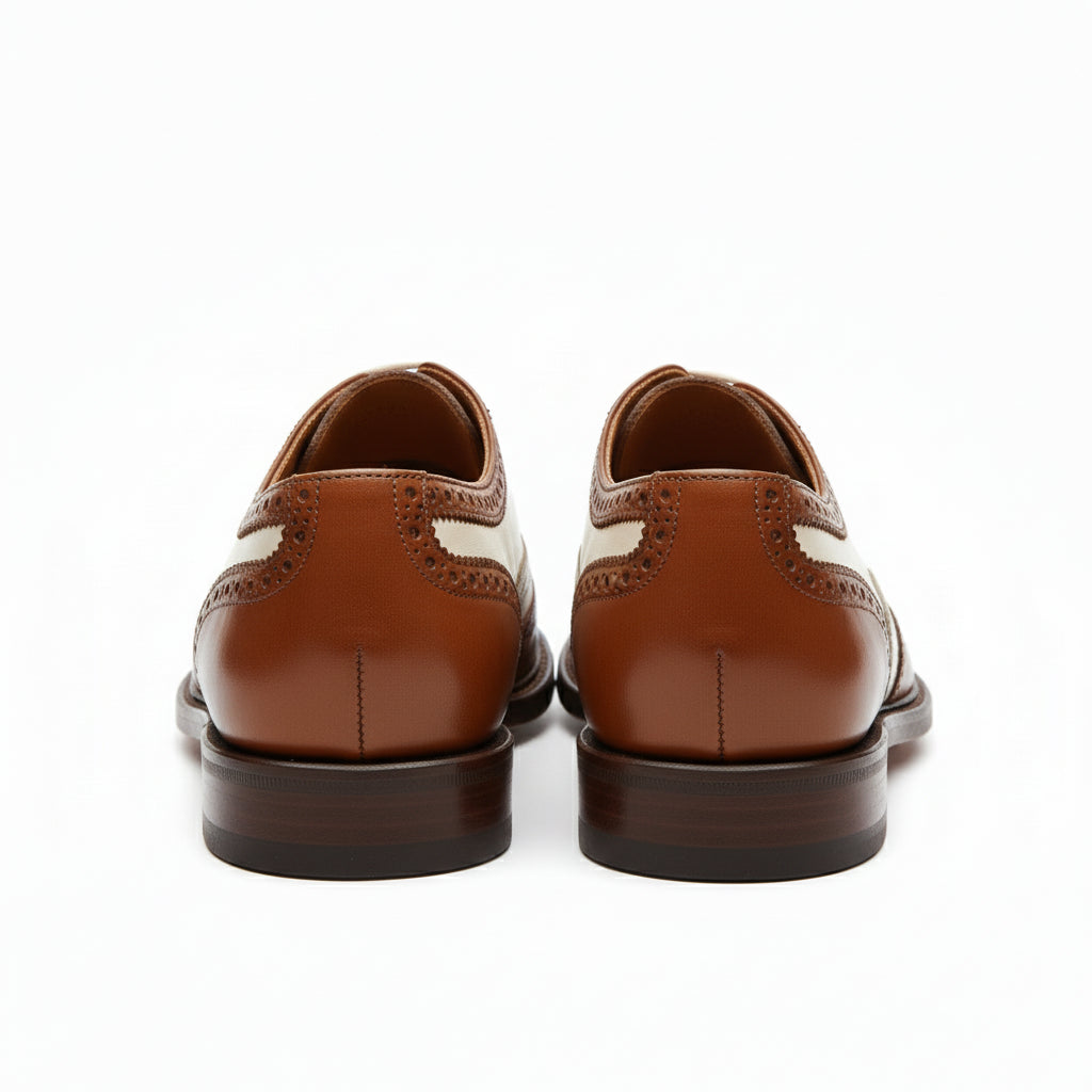 back-view - Men's Brown Leather Wingtip Brogue Dress Shoes