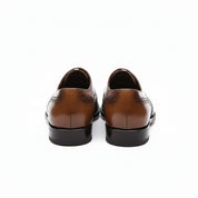 back-view - Men's Brown Leather Wingtip Brogue Dress Shoes
