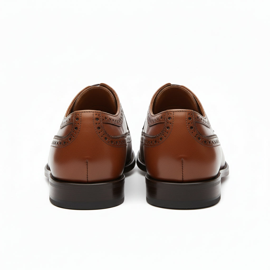back-view - Men's Brown Leather Wingtip Brogue Shoes