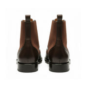 Men's Brown Leather Wingtip Lace-Up Ankle Boots - back-view