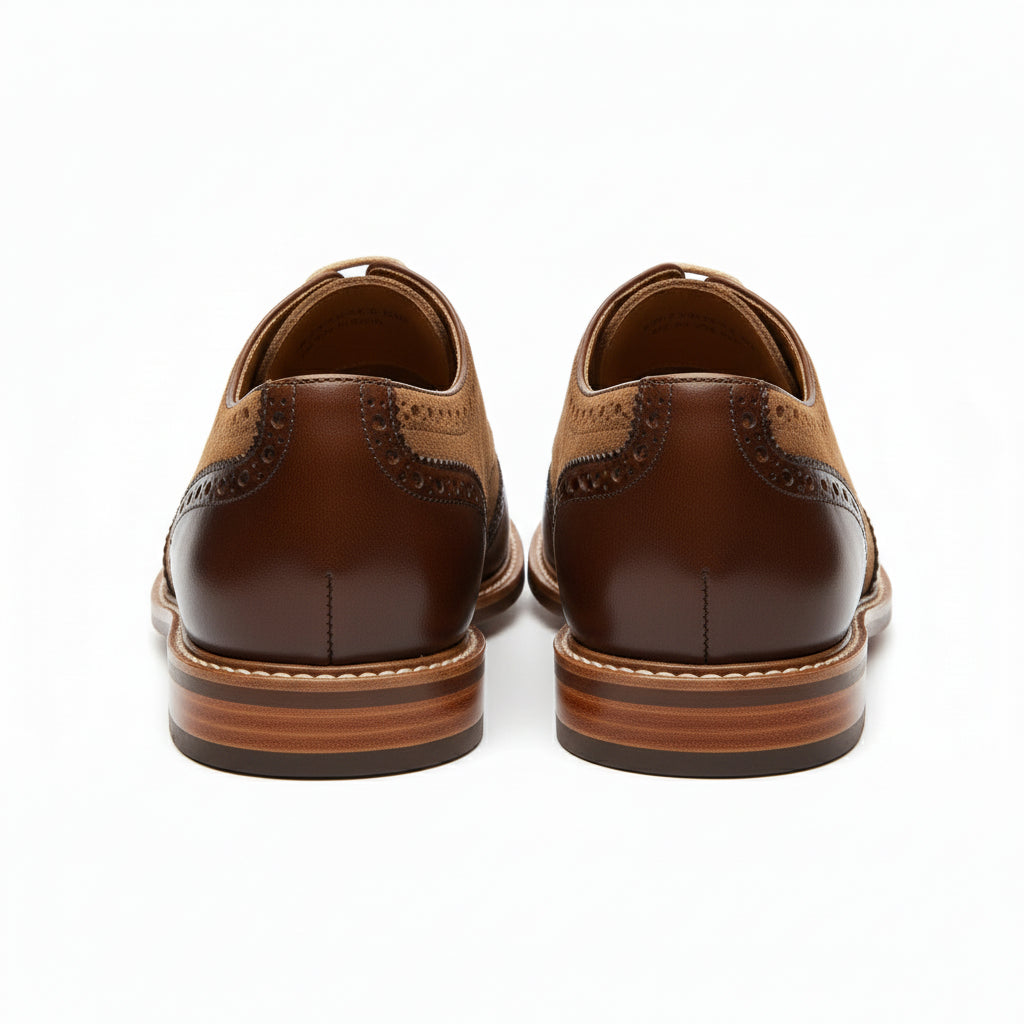 back-view - Men's Brown Leather Wingtip Oxford Shoes