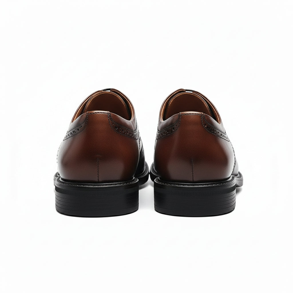 back-view - Men's Brown Leather Wingtip Oxfords