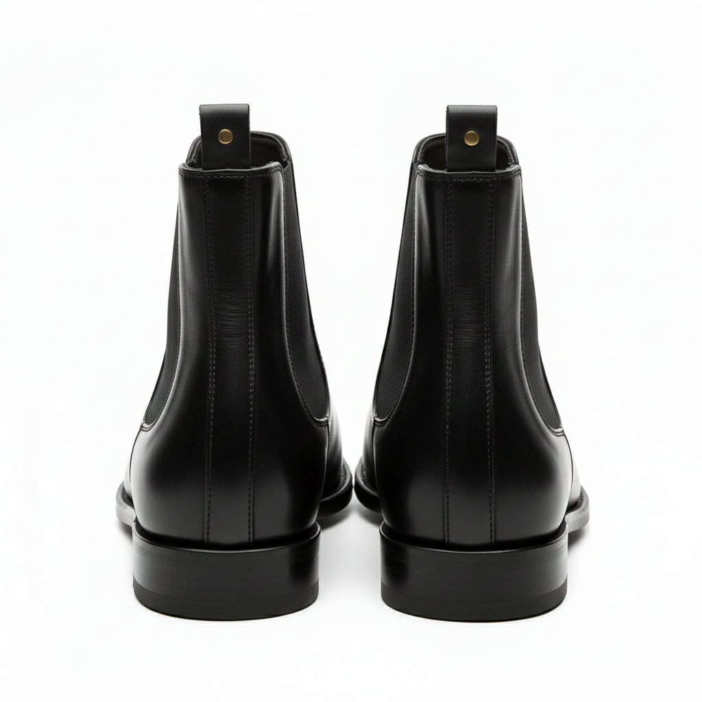back-view - Men's Brown Leather Zip Boots