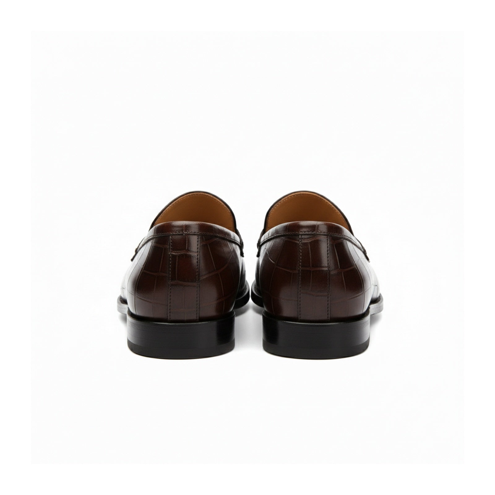 back-view - Men's Brown Moc-Toe Leather Loafers