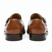 Men's Brown Monk Strap Leather Dress Shoes - back-view