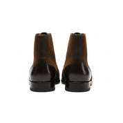 back-view - Men's Brown Suede Ankle Boots with Cap Toe
