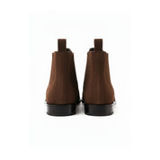 back-view - Men's Brown Suede Chelsea Ankle Boots with Leather Sole