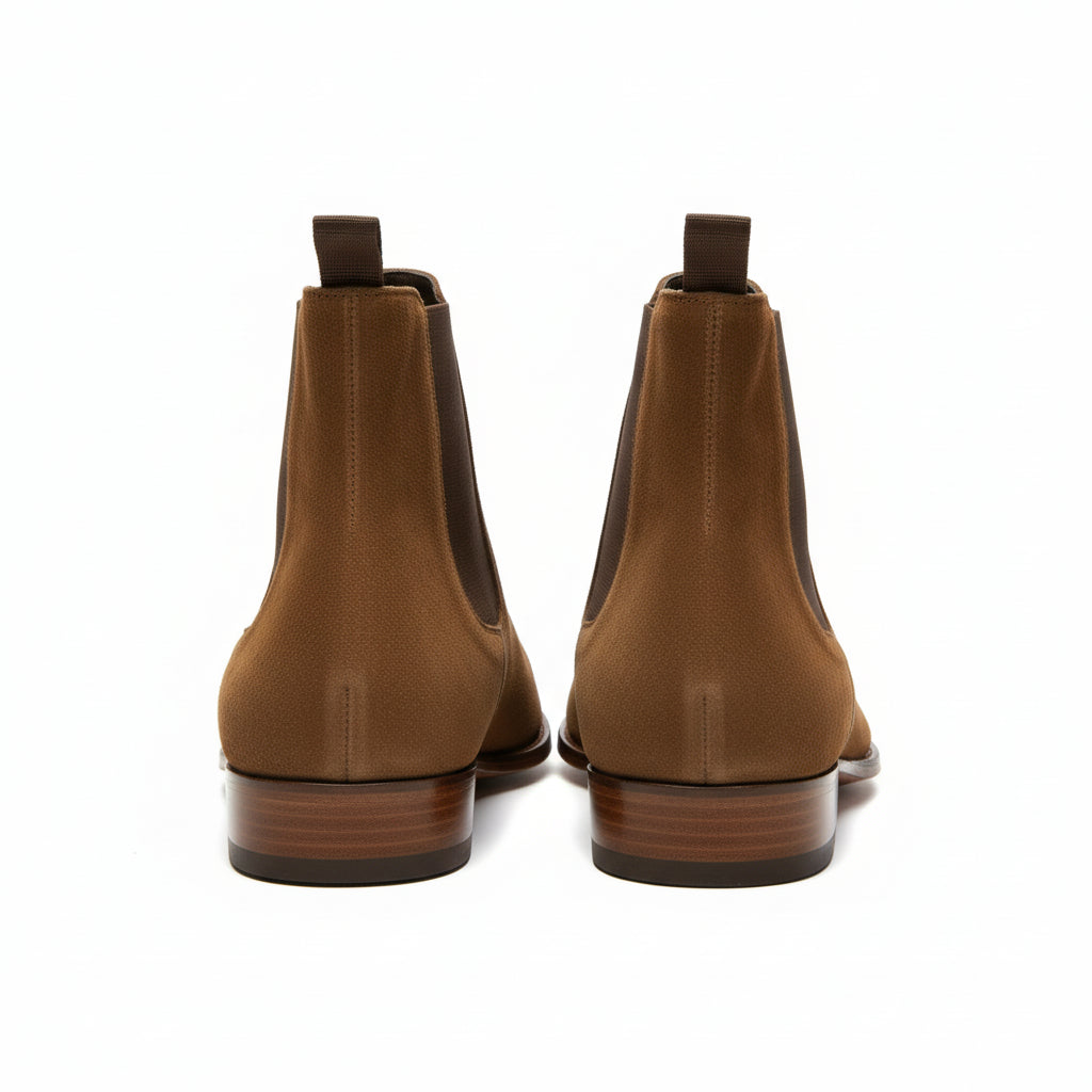 back-view - Men's Brown Suede Chelsea Ankle Boots