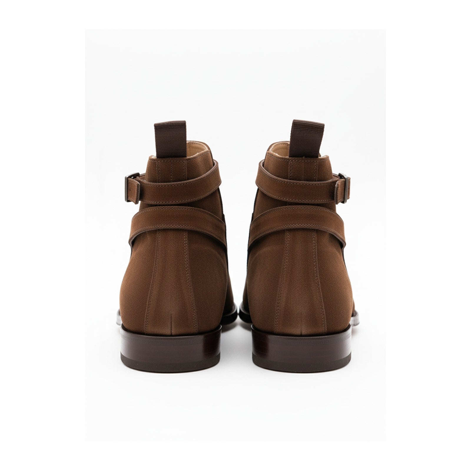 back-view - Men's Brown Suede Jodhpurs Boots with Ankle Strap