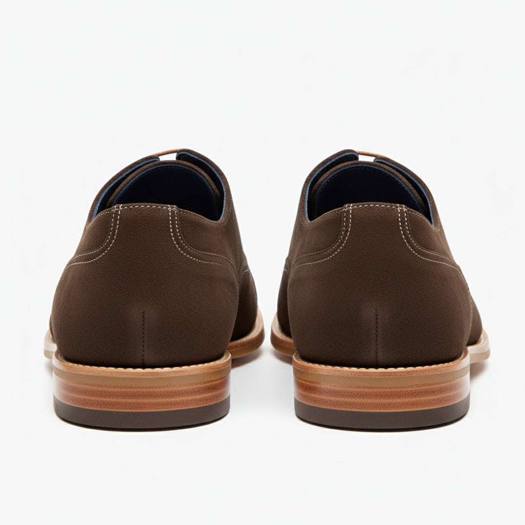 back-view - Men's Brown Suede Leather Dress Shoes