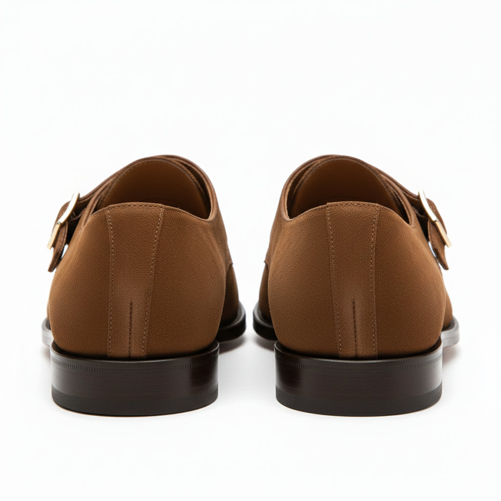 Men's Brown Suede Moccasin Shoes - back-view