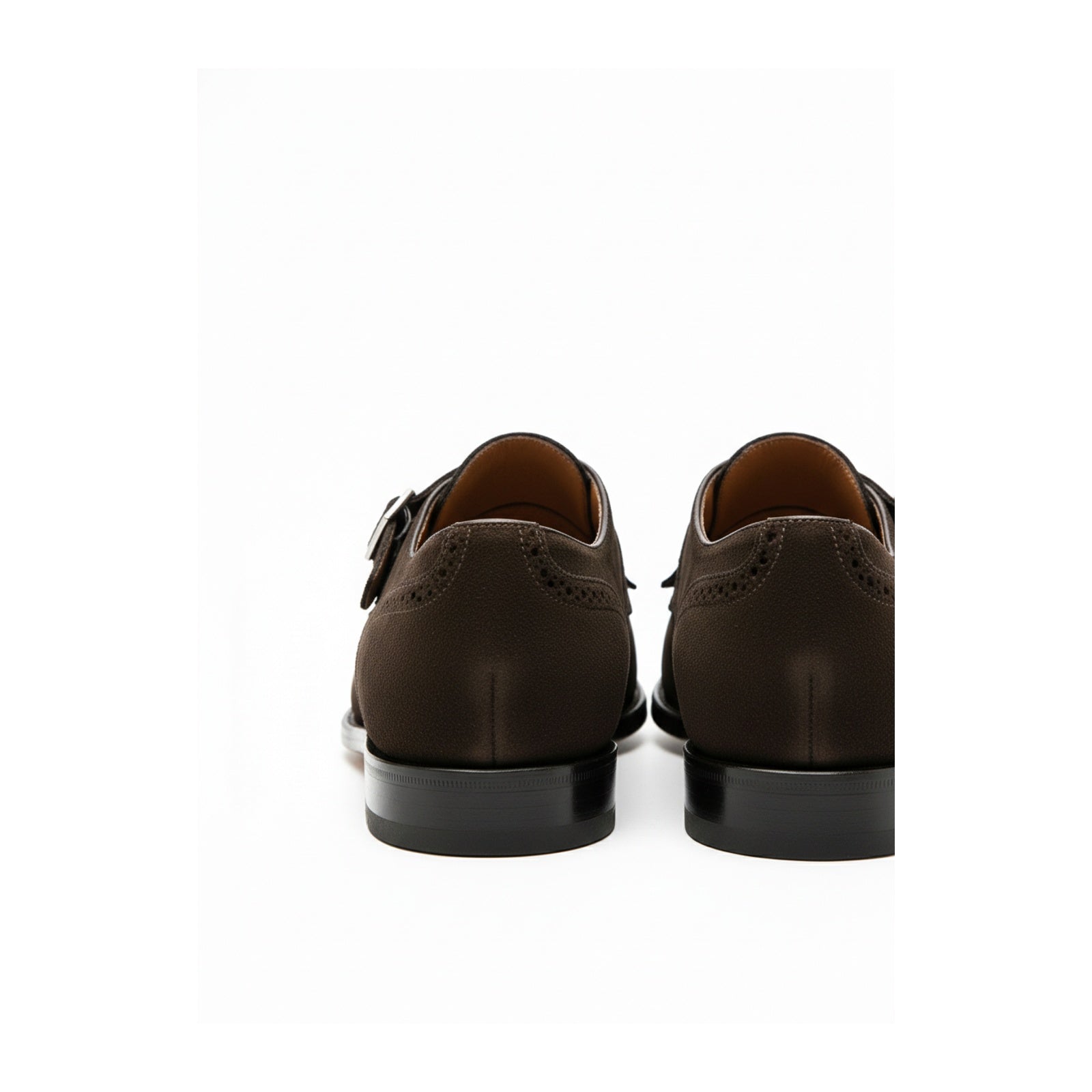 back-view - Men's Brown Suede Monk Strap Shoes