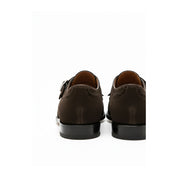 back-view - Men's Brown Suede Monk Strap Shoes