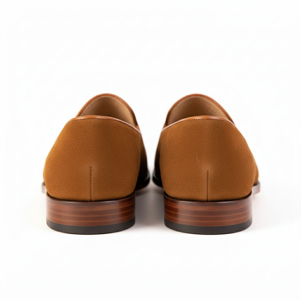 back-view - Men's Brown Suede Penny Loafer Driving Shoes