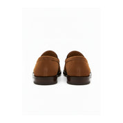 back-view - Men's Brown Suede Penny Loafer Moccasins