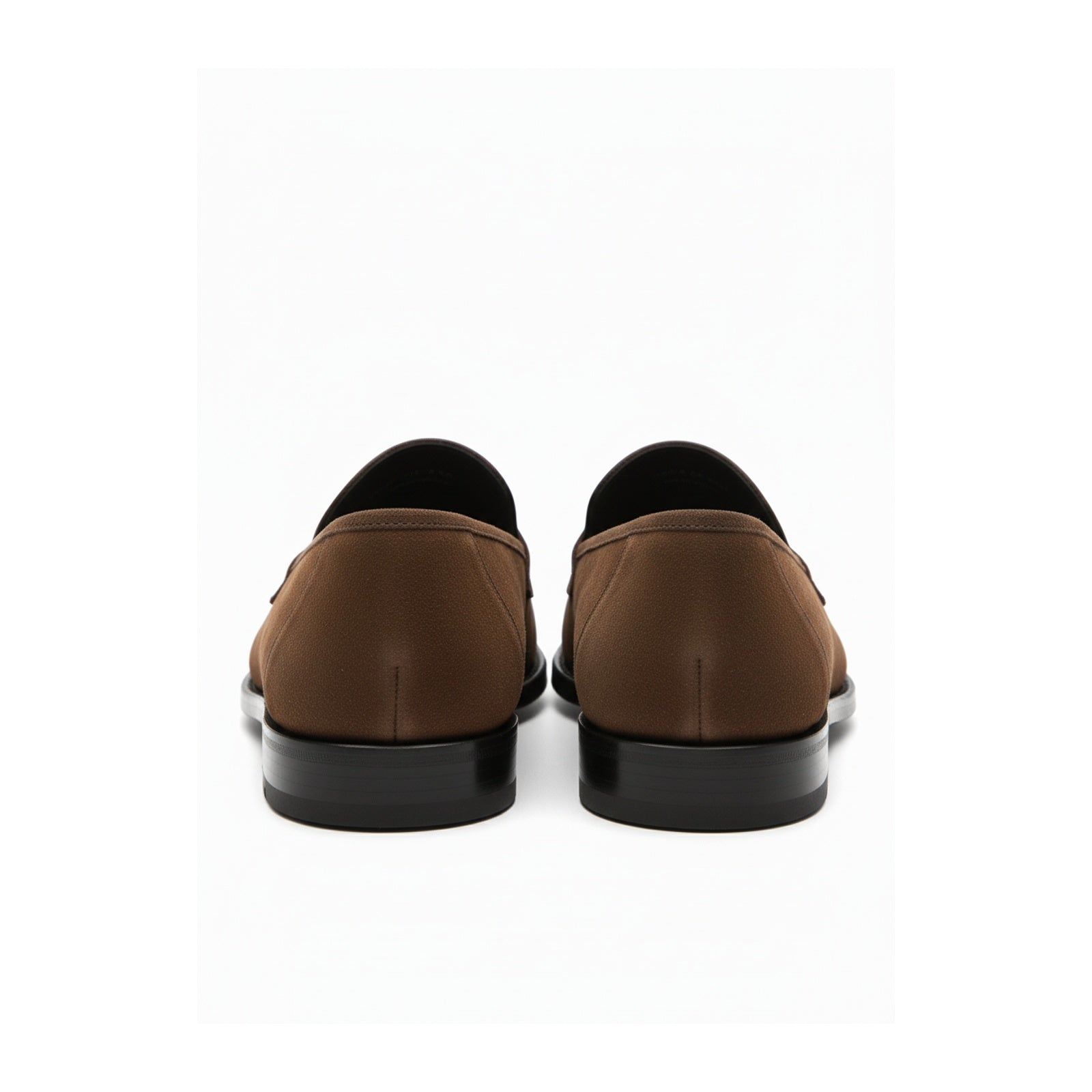 Men's Brown Suede Penny Loafers - back-view