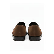 Men's Brown Suede Penny Loafers - back-view