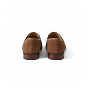 back-view - Men's Brown Suede Penny Loafers