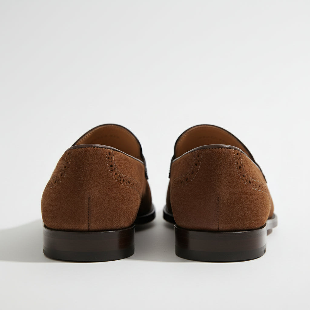 back-view - Men's Brown Suede Slip-On Loafers