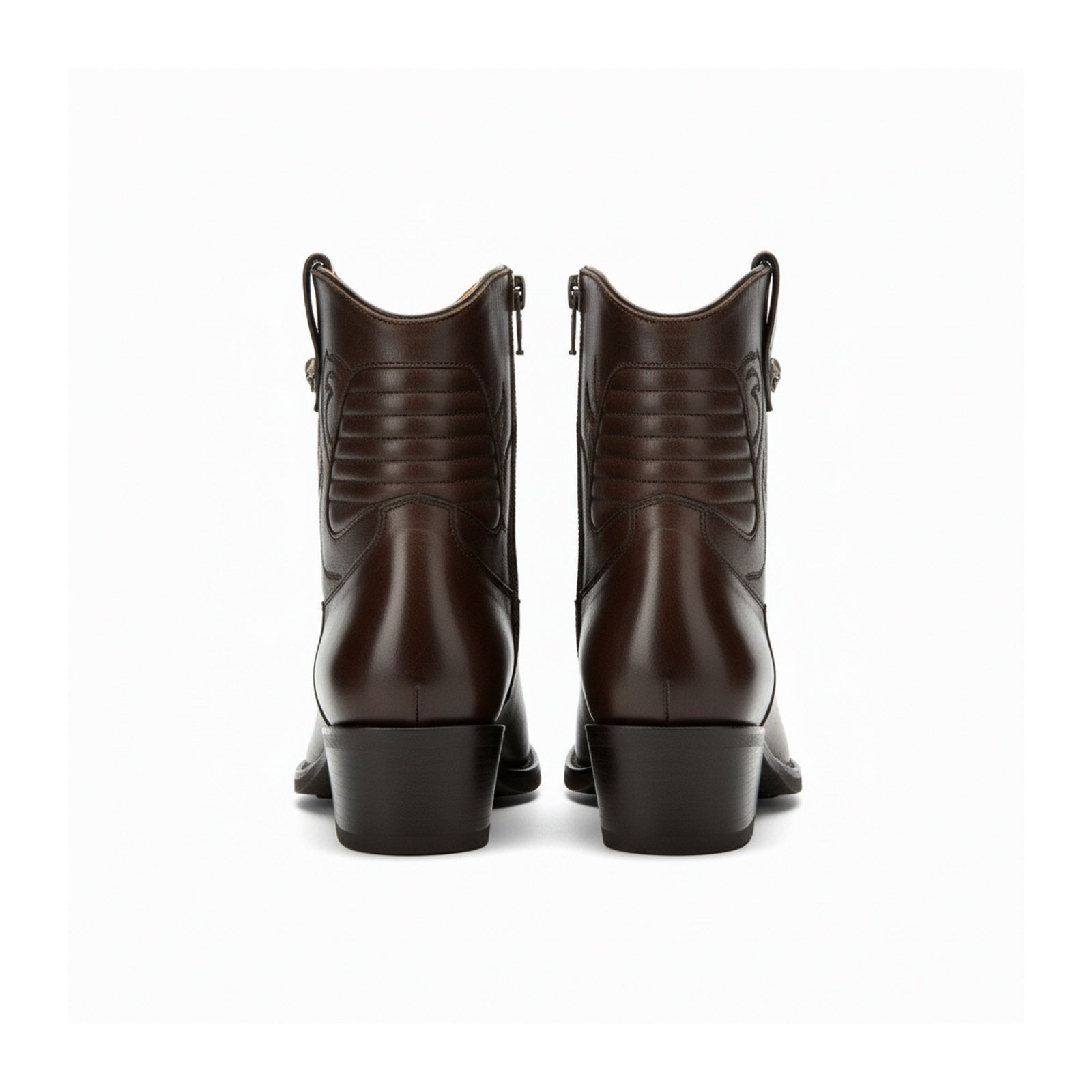 back-view - Men's Brown Western Cowboy Leather Boots