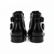 back-view - Men's Buckle Ankle Boots in Genuine Cow Leather