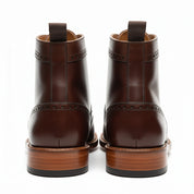 back-view - Men's Burgundy & Brown Leather Lace-Up Boots