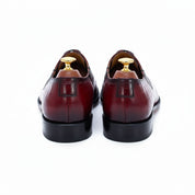 Men's Burgundy Crocodile Leather Dress Shoes - back-view