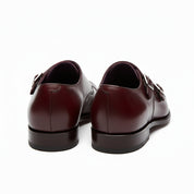 back-view - Men's Burgundy Leather Double Buckle Dress Shoes